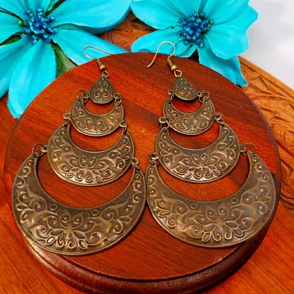 Jewelry - FLASH SALE! Stamped Bronze Earrings